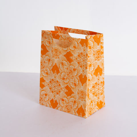 Large Gift Bag - Screen Printed Orange Lotus