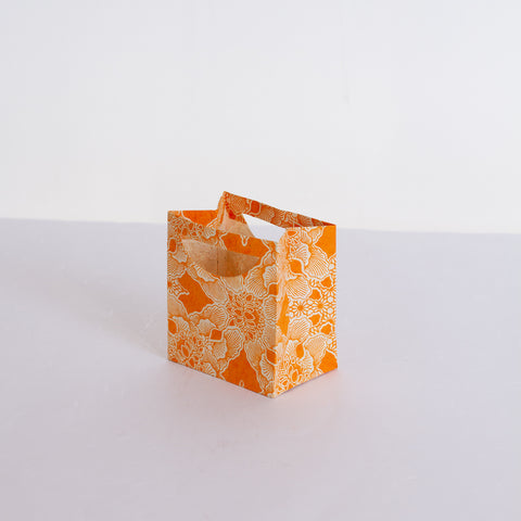Small Gift Bag - Screen Printed Orange Lotus