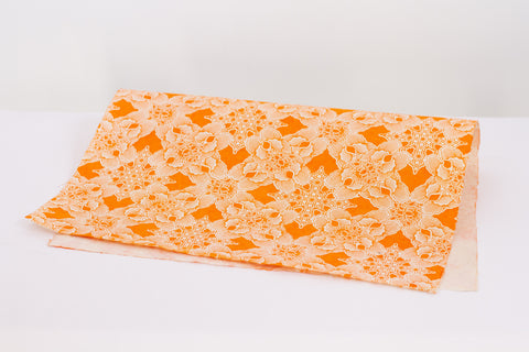 Gift Wrap - Screen Printed Orange Lotus