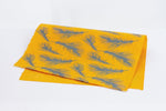 Gift Wrap - Grey Screen Printed Feathers on Golden Yellow Lokta