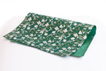 Gift Wrap - Screen Printed Silver & Gold Flowers on Green