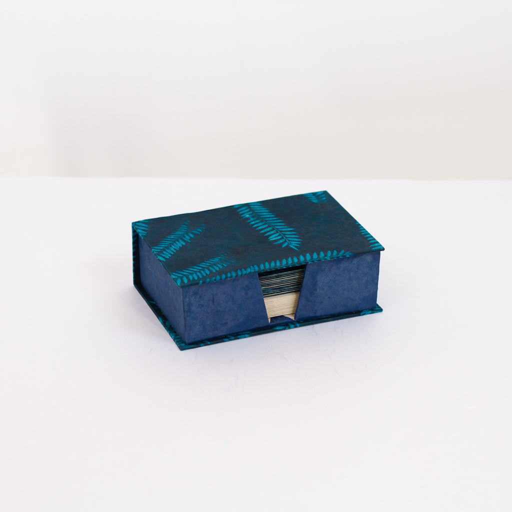 Notelet Set with Box - Handmade Lokta Paper with Blue Fern Resistance ...