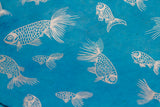Gift Wrap - Screen Printed Silver Fish on Teal