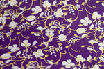 Gift Wrap - Screen Printed Silver & Gold Flowers on Purple