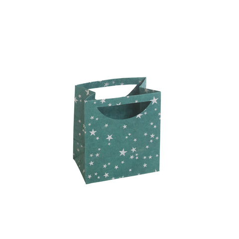 Small Gift Bag - Silver Stars on Green
