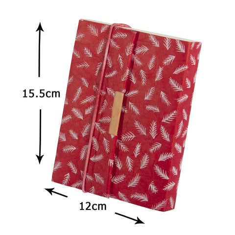 Trekker Journal - Silver Cedar Leaf on Red