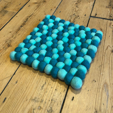 20cm - Felt Ball Mat Greens - Square