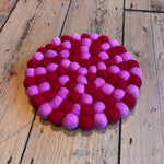 20cm - Felt Ball Mat Pink/Red - Round