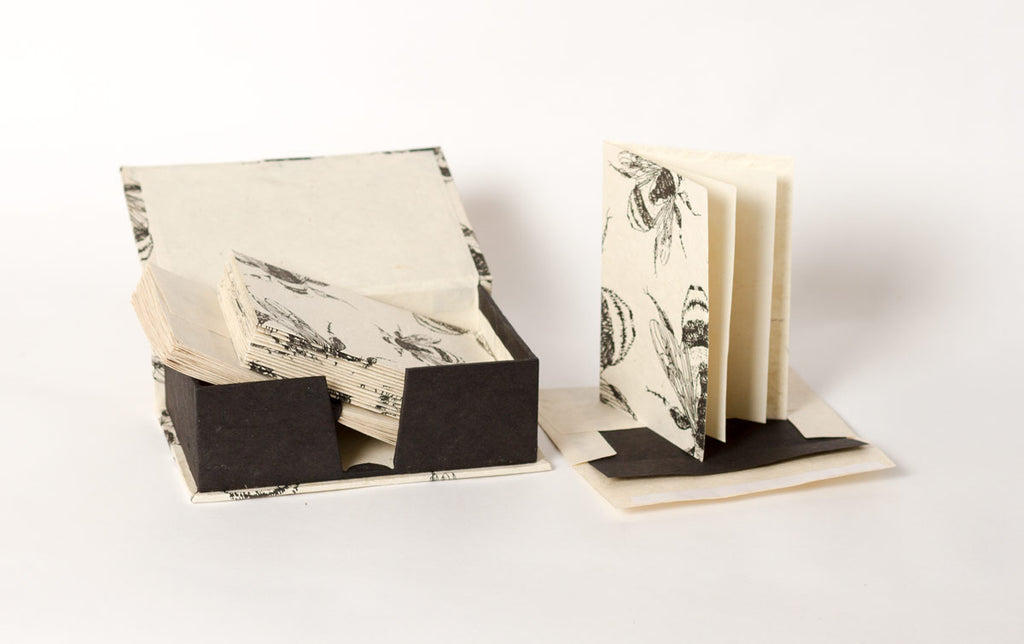 Notelet Set with Box - Handmade Lokta Paper with Bees design – Anglesey ...