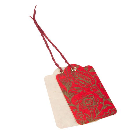 Handmade Gift Tags - Garden Gold on Red